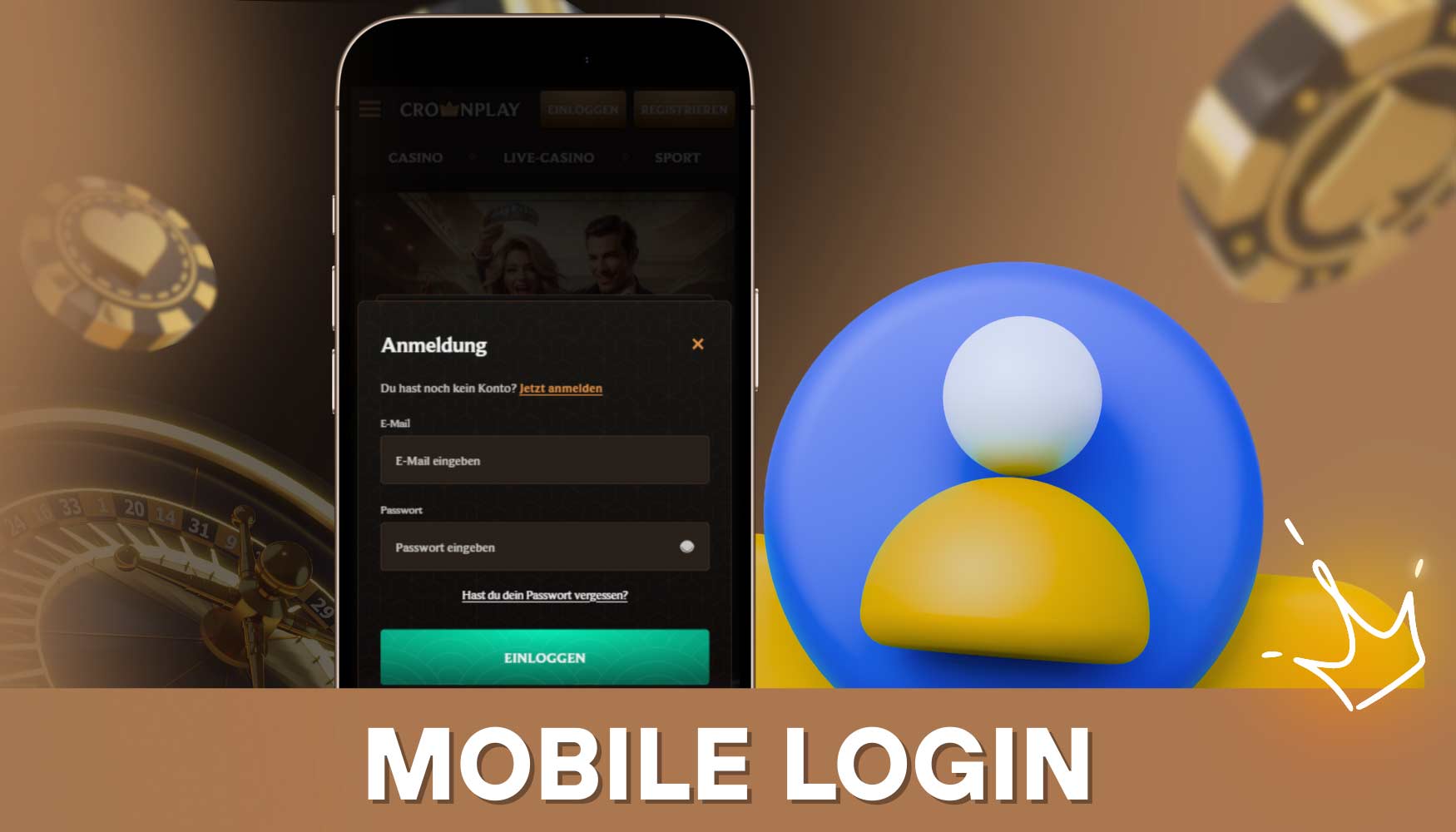 So melden Sie sich bei Ihrem mobilen CrownPlay-Konto an